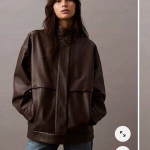 NWT Oversized Leather Bomber Jacket